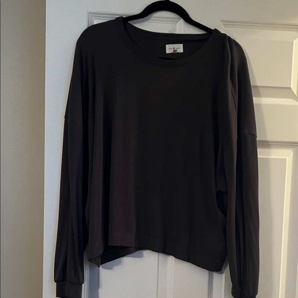 Lou & Grey charcoal ribbed long sleeve shirt